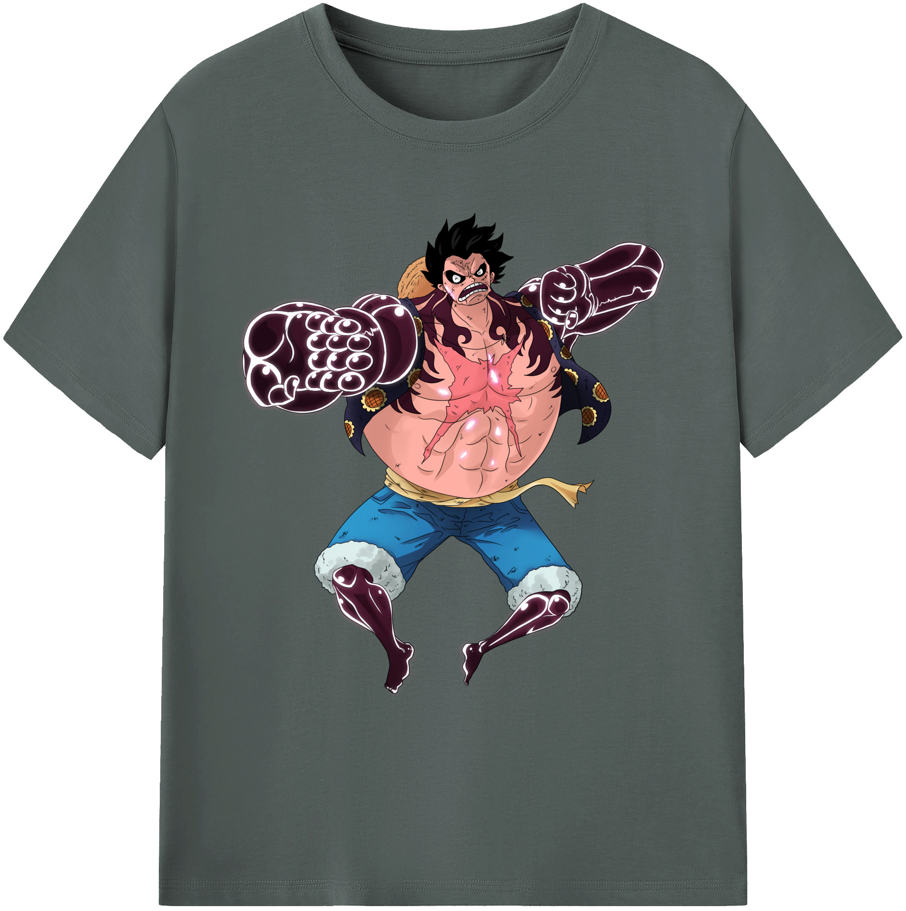 ワンピース モンキー・D・ルフィ ONE PIECE Monkey D. Luffy 綿100％ メンズ半袖Tシャツ｜肌触りやわらか＆通気性